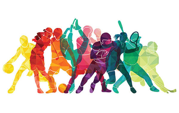 Colorful sports players