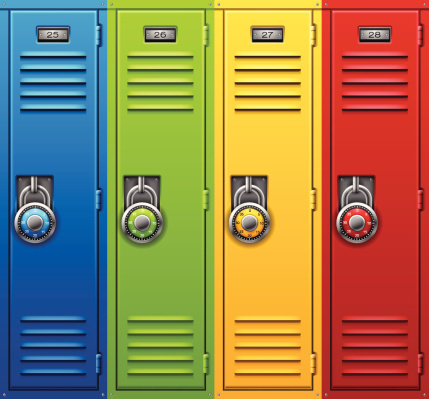 Colorful lockers with locks