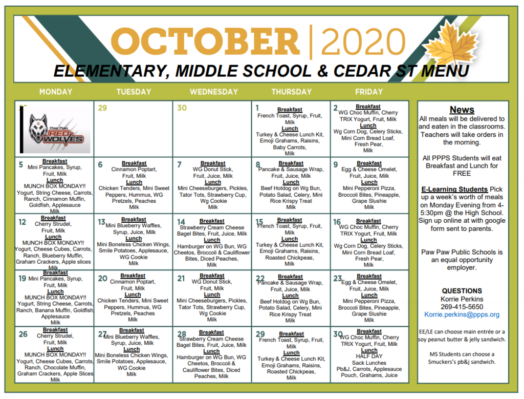 October Menu