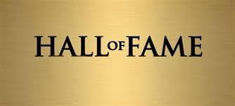 Hall of Fame black letters on gold background