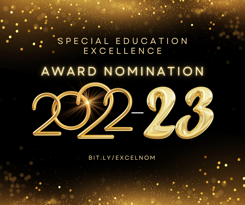 special education award nomination graphic 2022-23, BIT.LY/EXCELNOM