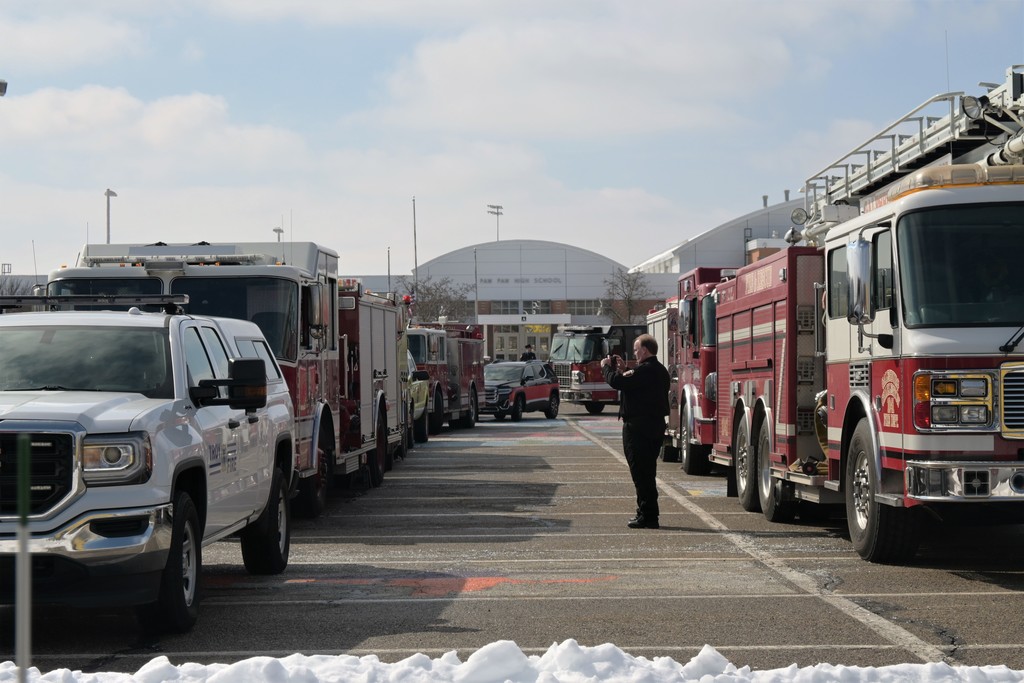 parking lot -fire trucks