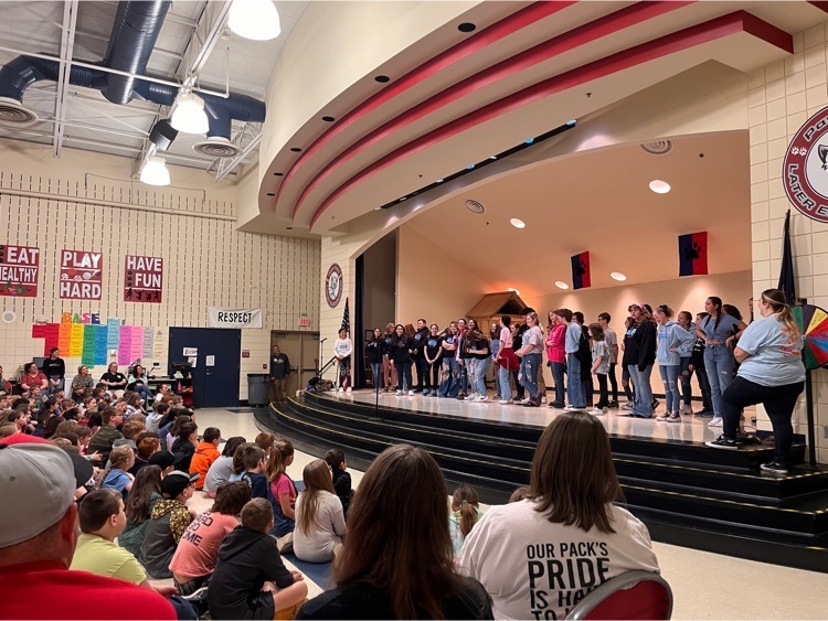 The cast of finding Nemo junior at the middle school, introduce themselves and their characters to the students at the Later Elementary.