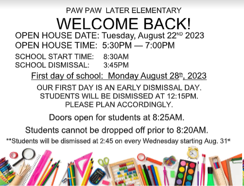 Welcome back information